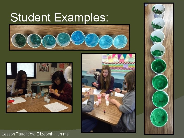 Student Examples: Lesson Taught by: Elizabeth Hummel 