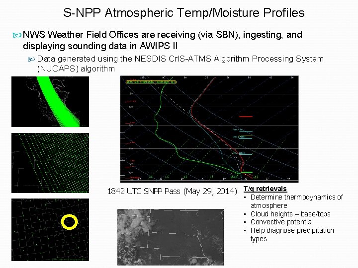 S-NPP Atmospheric Temp/Moisture Profiles NWS Weather Field Offices are receiving (via SBN), ingesting, and