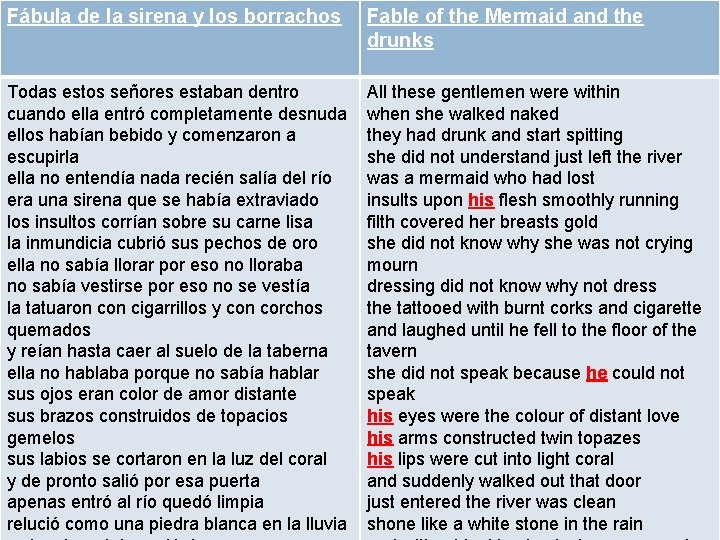 Fábula de la sirena y los borrachos Fable of the Mermaid and the drunks