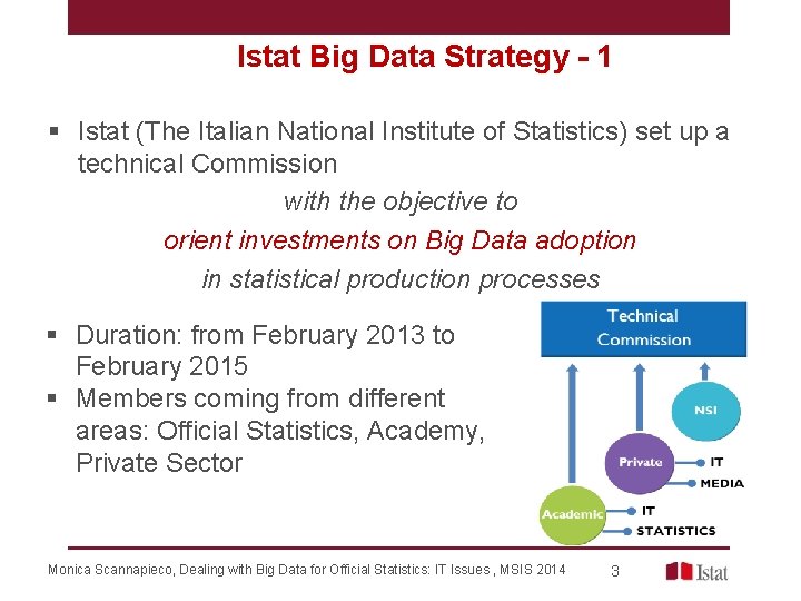Istat Big Data Strategy - 1 § Istat (The Italian National Institute of Statistics)