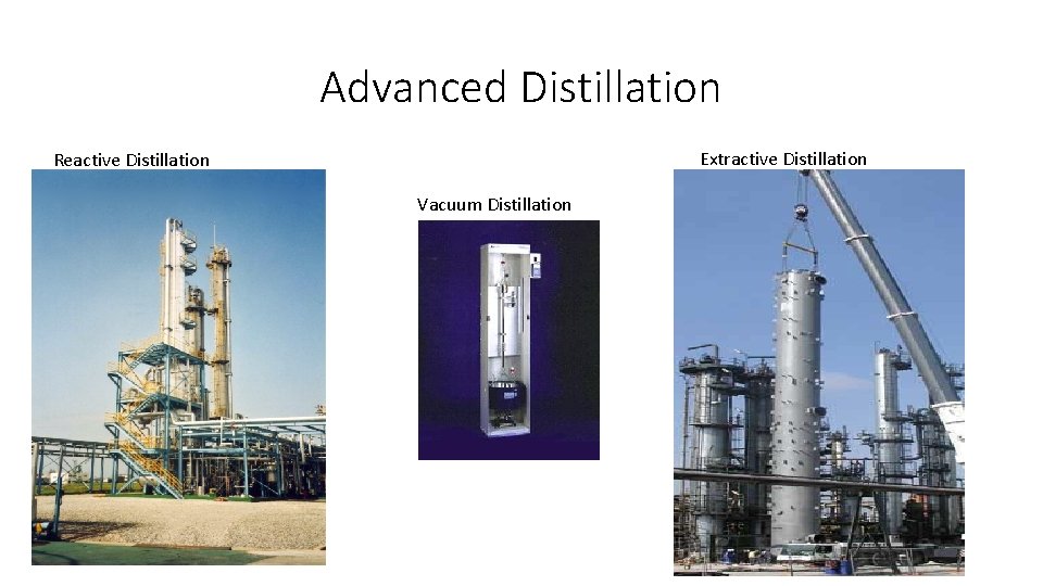 Advanced Distillation Extractive Distillation Reactive Distillation Vacuum Distillation 
