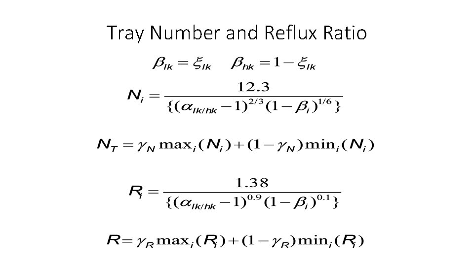Tray Number and Reflux Ratio 