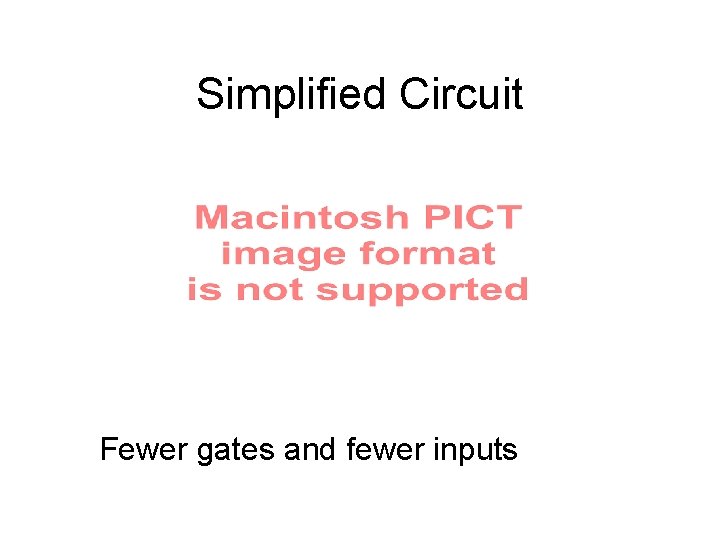 Simplified Circuit Fewer gates and fewer inputs 