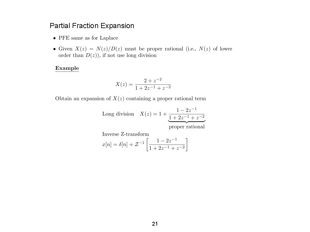 Partial Fraction Expansion 21 