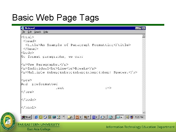 Basic Web Page Tags 