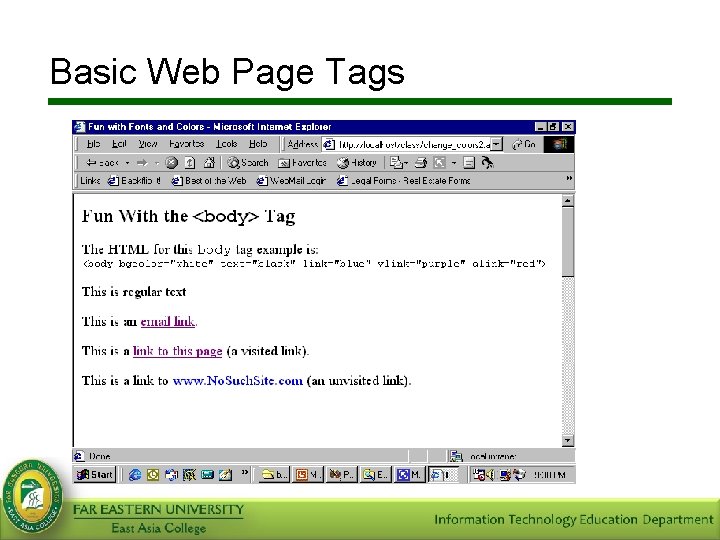 Basic Web Page Tags 