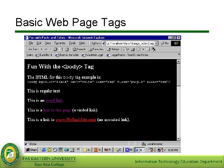 Basic Web Page Tags 