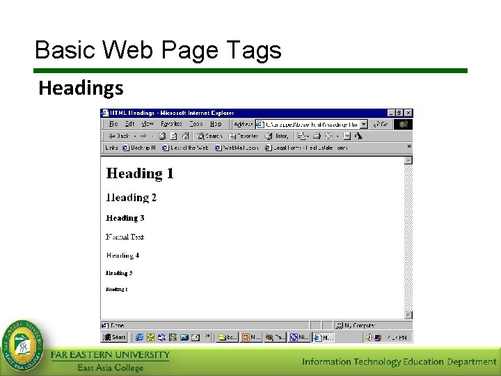 Basic Web Page Tags Headings 