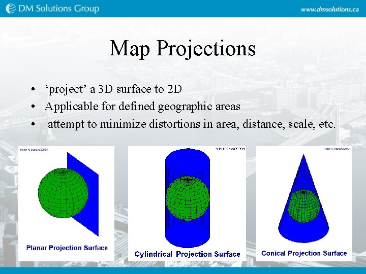 Map Projections • ‘project’ a 3 D surface to 2 D • Applicable for Map Projections • ‘project’ a 3 D surface to 2 D • Applicable for