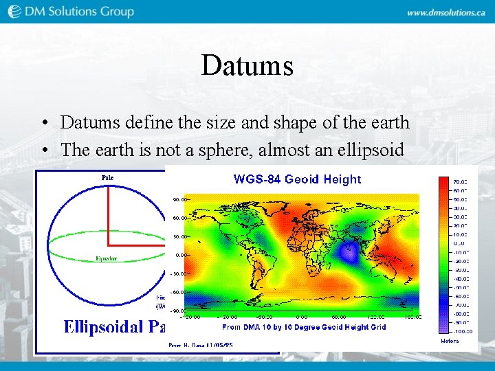 Datums • Datums define the size and shape of the earth • The earth Datums • Datums define the size and shape of the earth • The earth