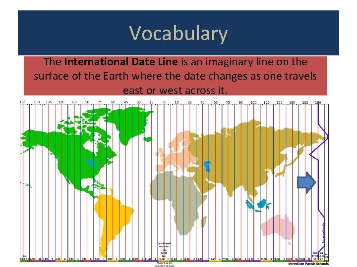 Vocabulary The International Date Line is an imaginary line on the surface of the