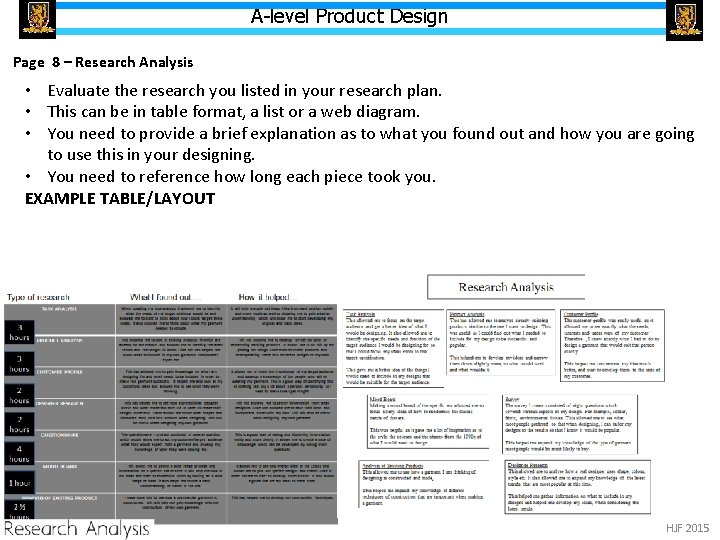 A-level Product Design Page 8 – Research Analysis • Evaluate the research you listed