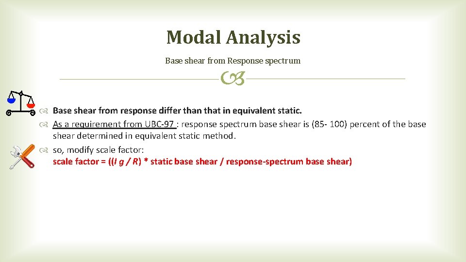 Modal Analysis Base shear from Response spectrum Base shear from response differ than that