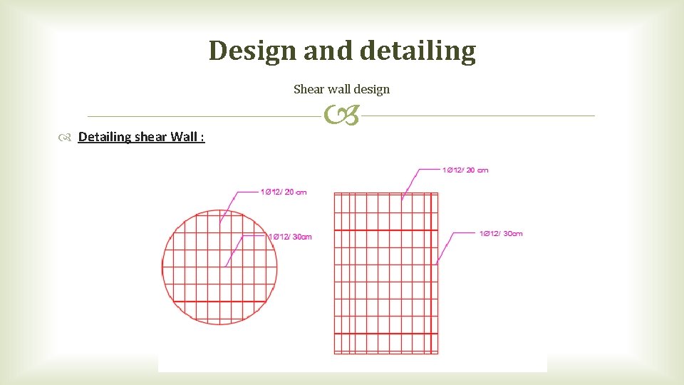 Design and detailing Shear wall design Detailing shear Wall : 