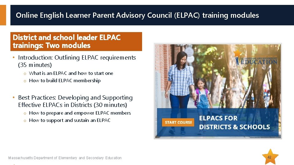 Online English Learner Parent Advisory Council (ELPAC) training modules District and school leader ELPAC