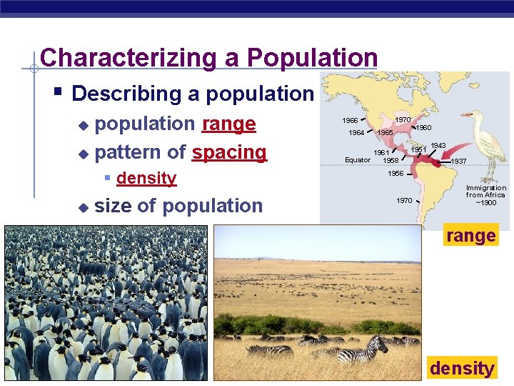 Characterizing a Population § Describing a population range u pattern of spacing u §