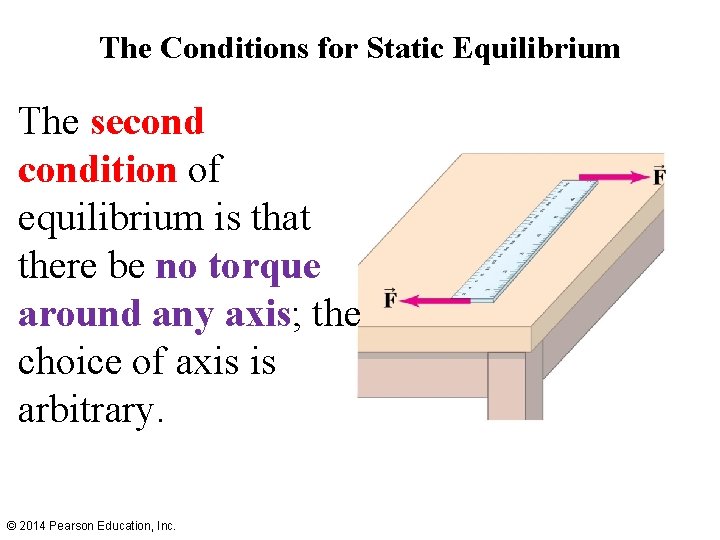 The Conditions for Static Equilibrium The secondition of equilibrium is that there be no