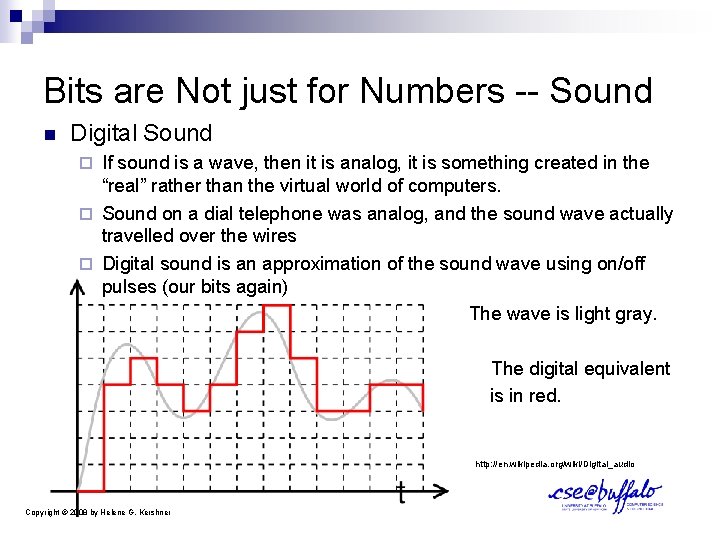 Bits are Not just for Numbers -- Sound n Digital Sound If sound is