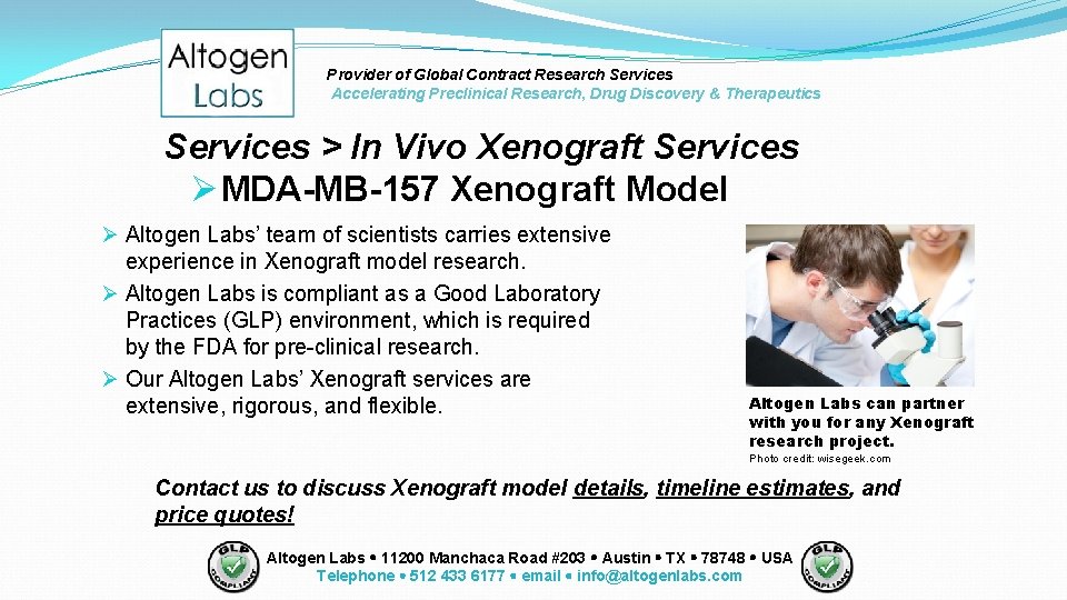 Provider of Global Contract Research Services Accelerating Preclinical Research, Drug Discovery & Therapeutics Services