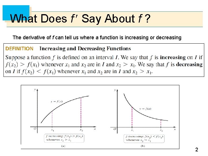 What Does f Say About f ? The derivative of f can tell us