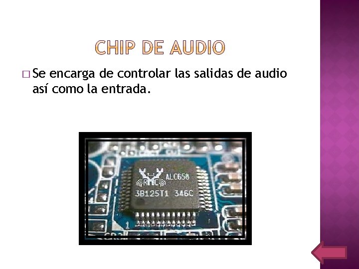 � Se encarga de controlar las salidas de audio así como la entrada. 