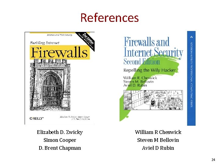 References Elizabeth D. Zwicky Simon Cooper D. Brent Chapman William R Cheswick Steven M