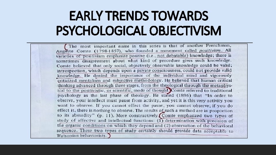 EARLY TRENDS TOWARDS PSYCHOLOGICAL OBJECTIVISM 