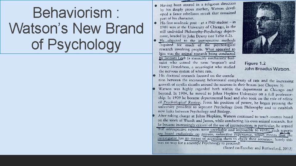 Behaviorism : Watson’s New Brand of Psychology 