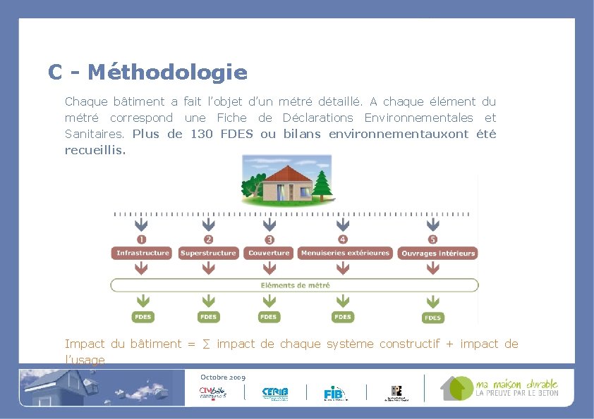 C - Méthodologie Chaque bâtiment a fait l’objet d’un métré détaillé. A chaque élément