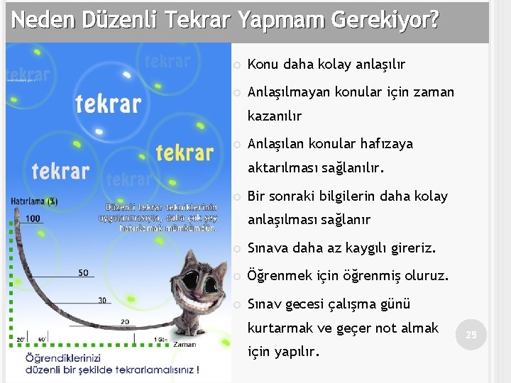 Neden Düzenli Tekrar Yapmam Gerekiyor? Konu daha kolay anlaşılır Anlaşılmayan konular için zaman kazanılır