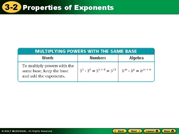 3 -2 Properties of Exponents 