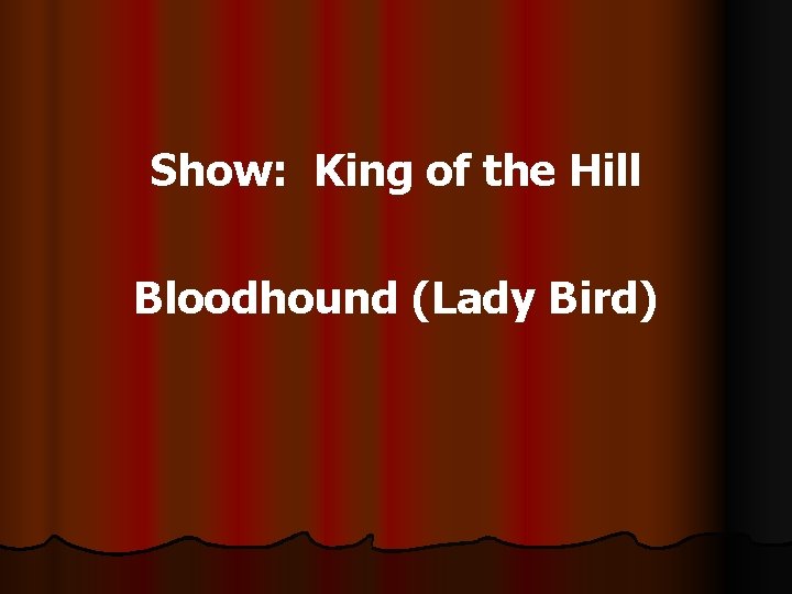 Show: King of the Hill Bloodhound (Lady Bird) 