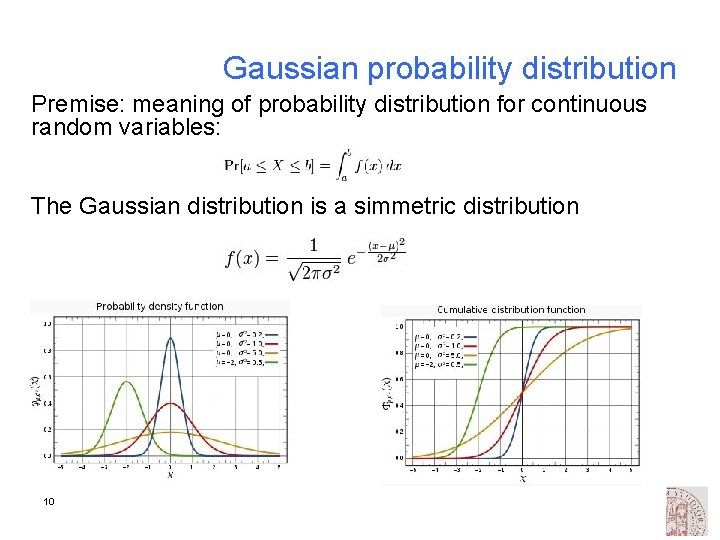 Gaussian probability distribution Premise: meaning of probability distribution for continuous random variables: The Gaussian
