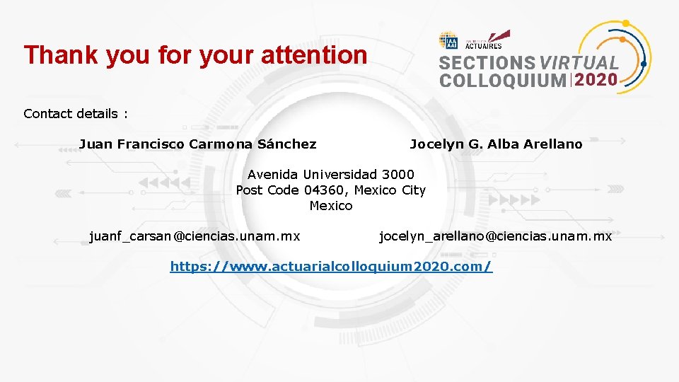 Thank you for your attention Contact details : Juan Francisco Carmona Sánchez Jocelyn G.