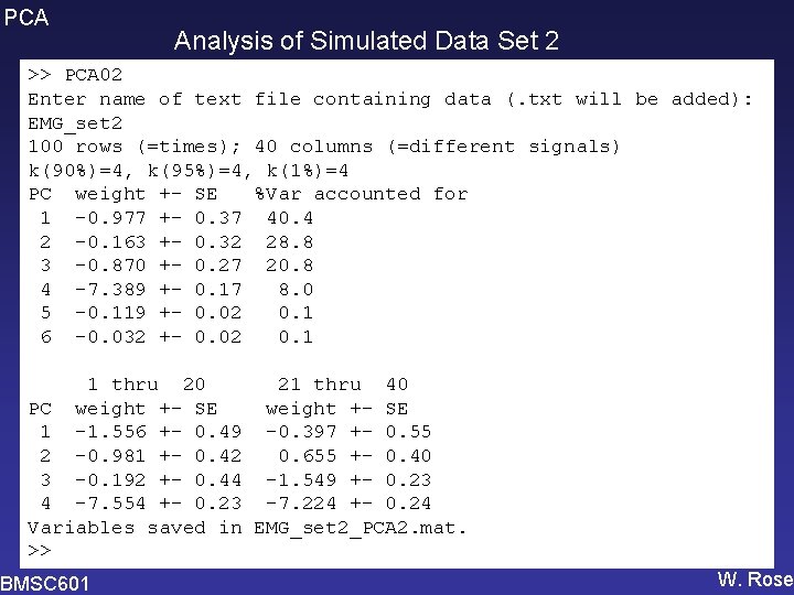 PCA Analysis of Simulated Data Set 2 >> PCA 02 Enter name of text