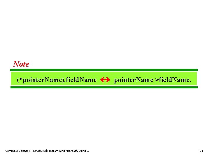 Note (*pointer. Name). field. Name Computer Science: A Structured Programming Approach Using C «