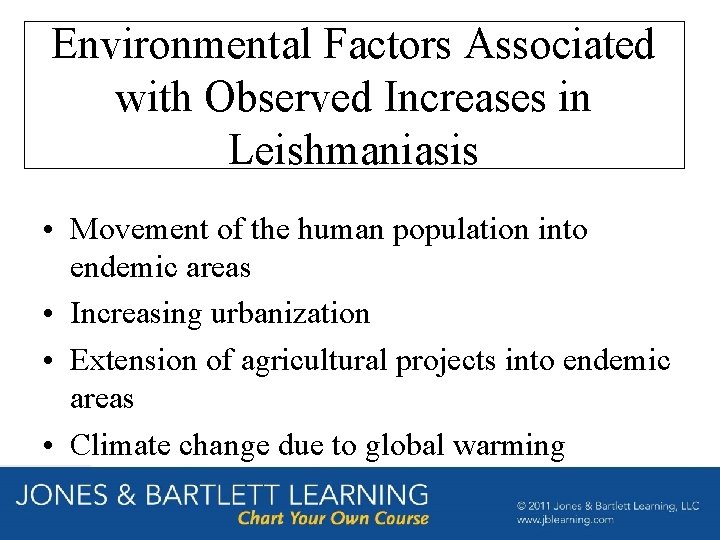 Environmental Factors Associated with Observed Increases in Leishmaniasis • Movement of the human population