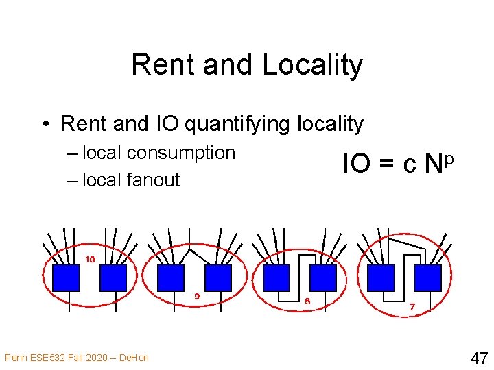 Rent and Locality • Rent and IO quantifying locality – local consumption – local