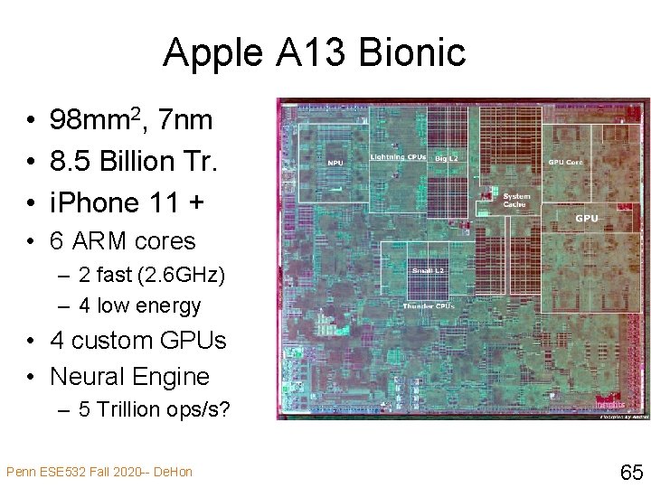 Apple A 13 Bionic • 98 mm 2, 7 nm • 8. 5 Billion