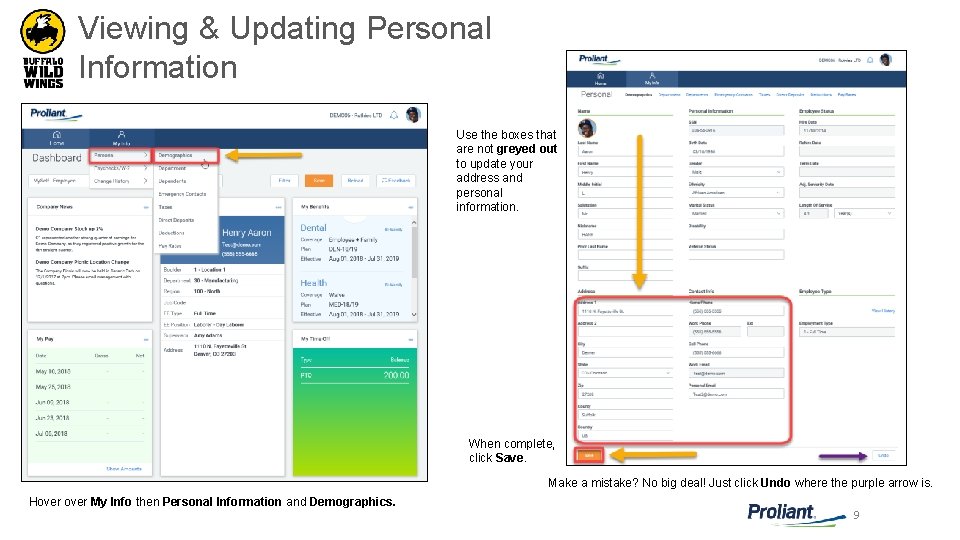 Viewing & Updating Personal Information Use the boxes that are not greyed out to
