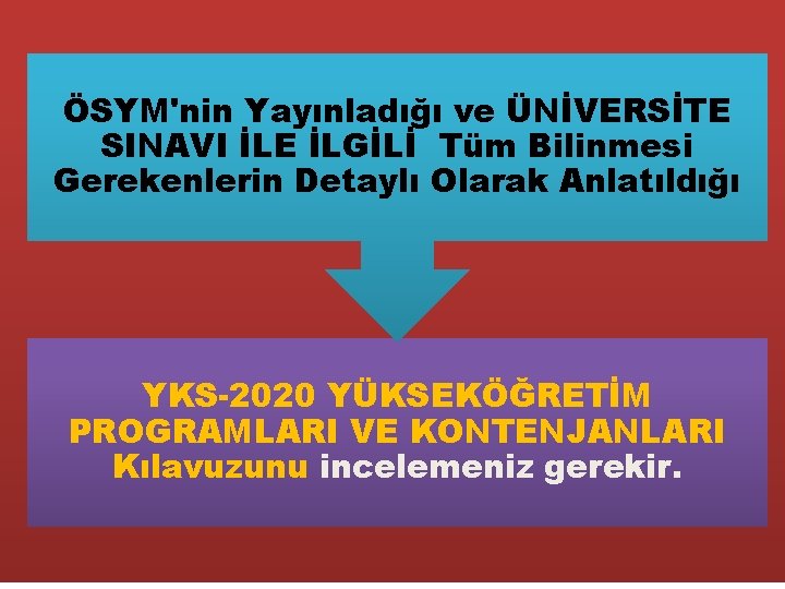 ÖSYM'nin Yayınladığı ve ÜNİVERSİTE SINAVI İLE İLGİLİ Tüm Bilinmesi Gerekenlerin Detaylı Olarak Anlatıldığı YKS-2020