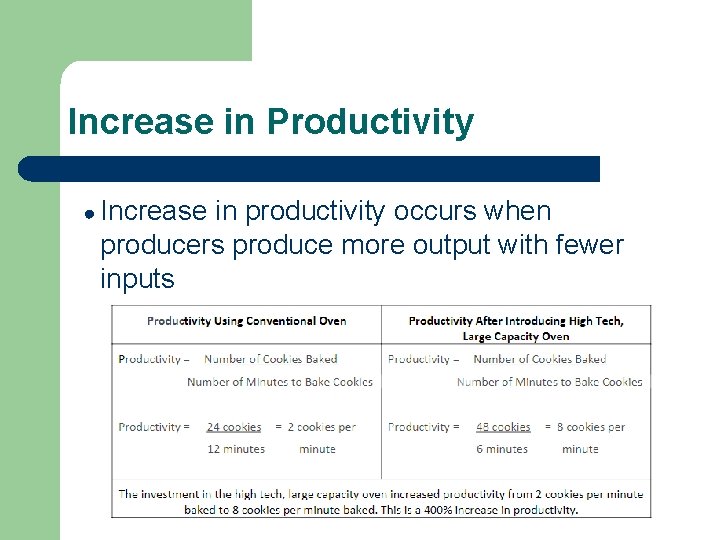 Increase in Productivity ● Increase in productivity occurs when producers produce more output with