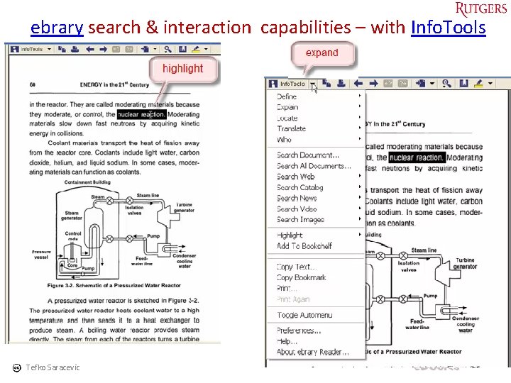ebrary search & interaction capabilities – with Info. Tools Tefko Saracevic 26 