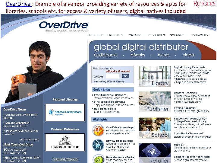 Over. Drive : Example of a vendor providing variety of resources & apps for