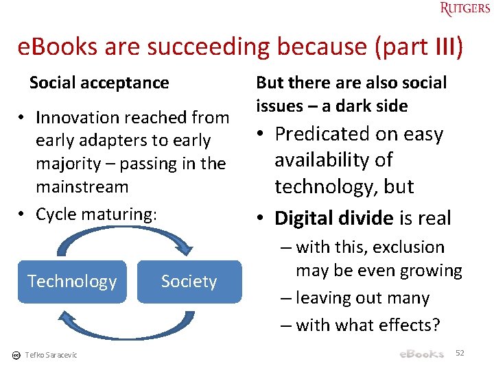 e. Books are succeeding because (part III) Social acceptance • Innovation reached from early