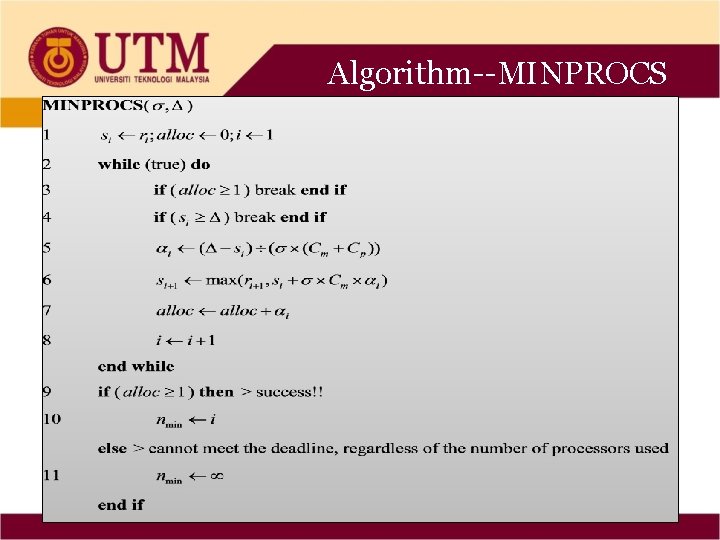 Algorithm--MINPROCS 