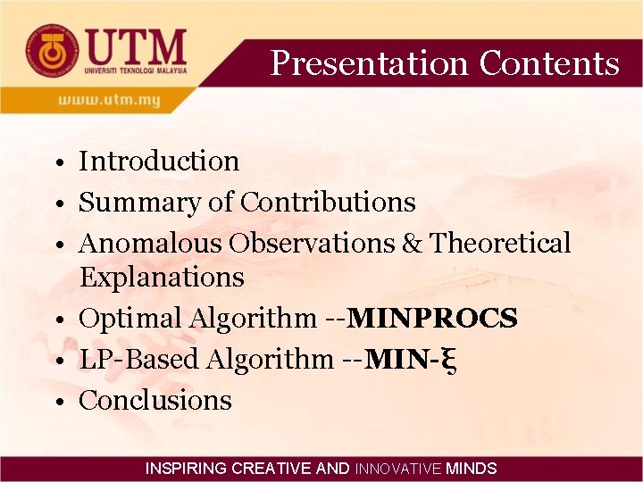 Presentation Contents • Introduction • Summary of Contributions • Anomalous Observations & Theoretical Explanations