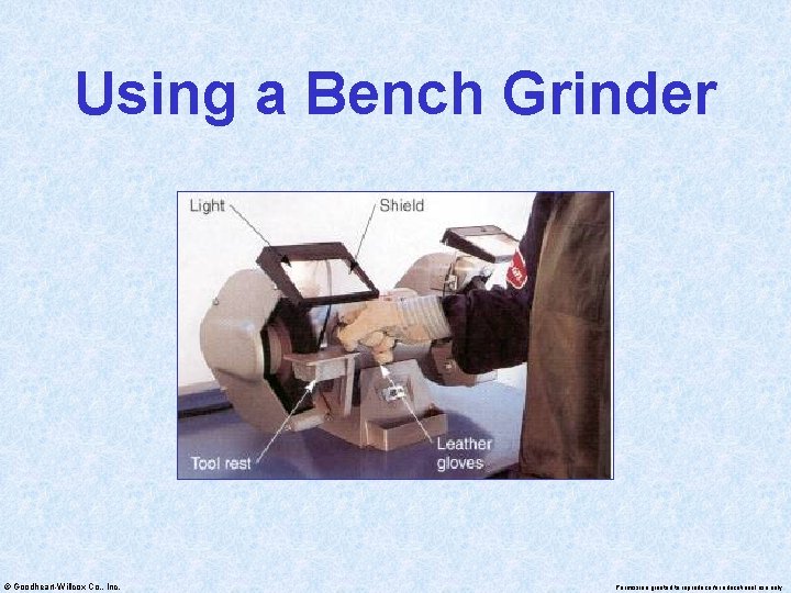 Using a Bench Grinder © Goodheart-Willcox Co. , Inc. Permission granted to reproduce for