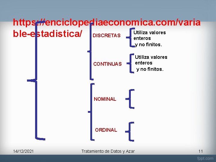 https: //enciclopediaeconomica. com/varia valores ble-estadistica/ DISCRETAS Utiliza enteros y no finitos. CONTINUAS Utiliza valores