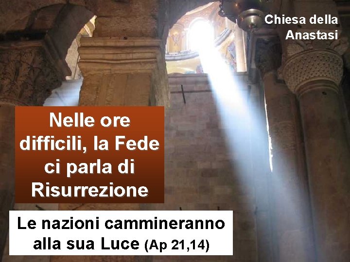 Chiesa della Anastasi Nelle ore difficili, la Fede ci parla di Risurrezione Le nazioni